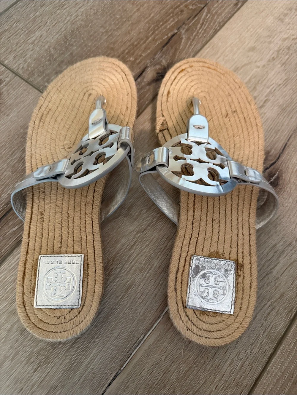 Tory Burch Silver miller Rope-Detail Thong Sandals